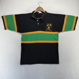 Vintage Jamaica Tour Rugby Shirt Men's Large Black Green Halbro Embroidered 2004